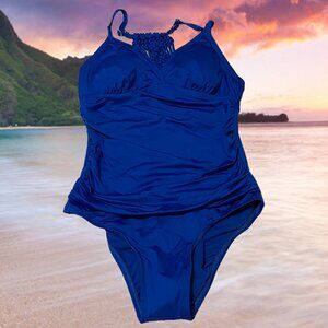 Jantzen Womens One Piece Bathing Suit Bright Blue NWT